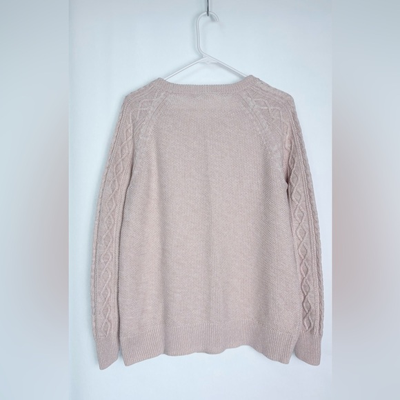 GAP Pale Blush Cable Knit 100% Cotton Sweater Women’s size Large - Picture 3 of 7